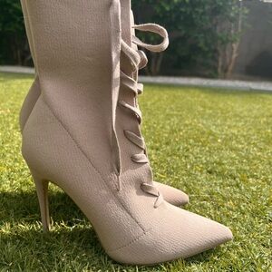 Steve Madden Tan Heeled Boots Lace-Up Stiletto